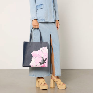 Women's Milicon-Floral Printed Large Icon Bag Navy