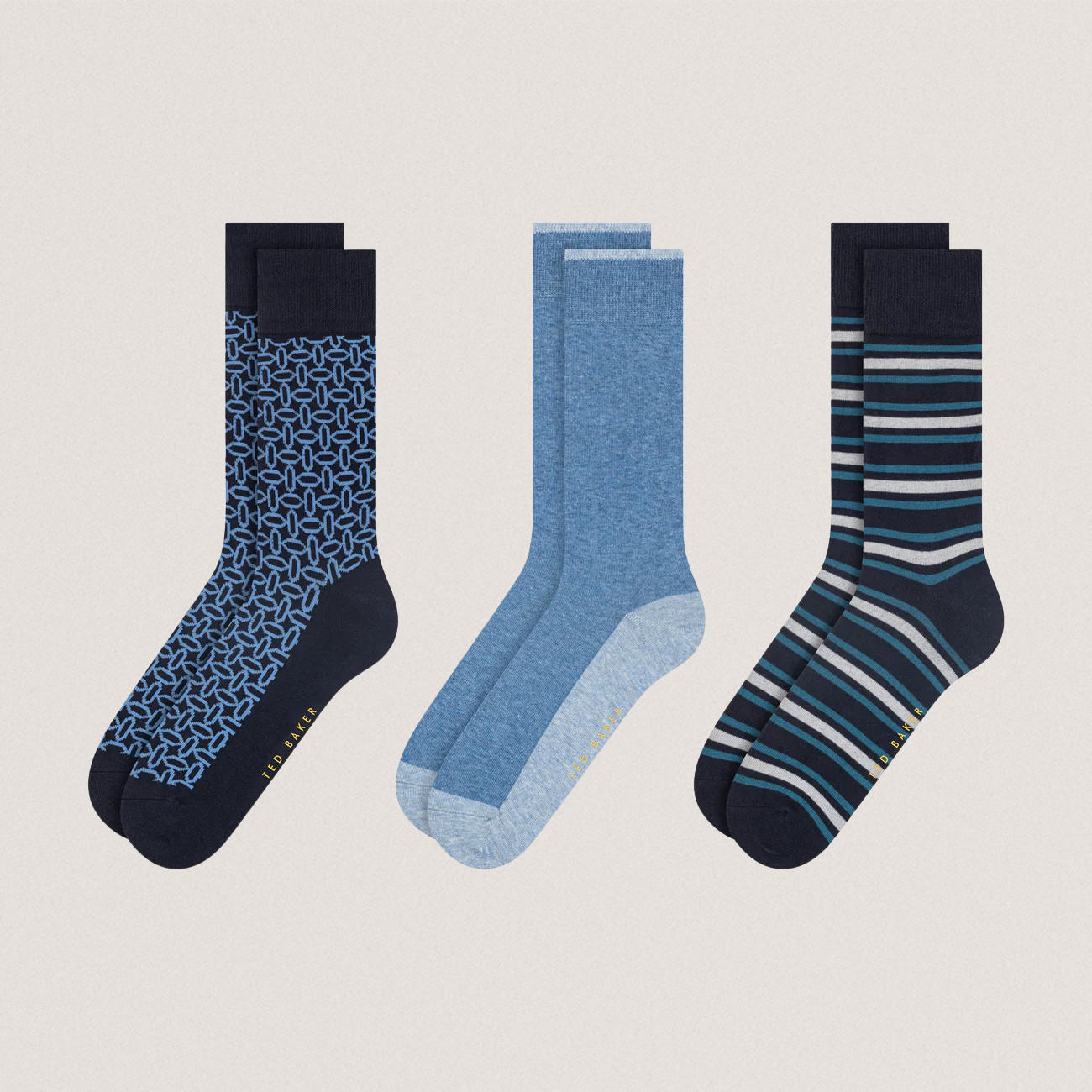 TERRYP: 3 Pack Cotton Crew Sock Blue