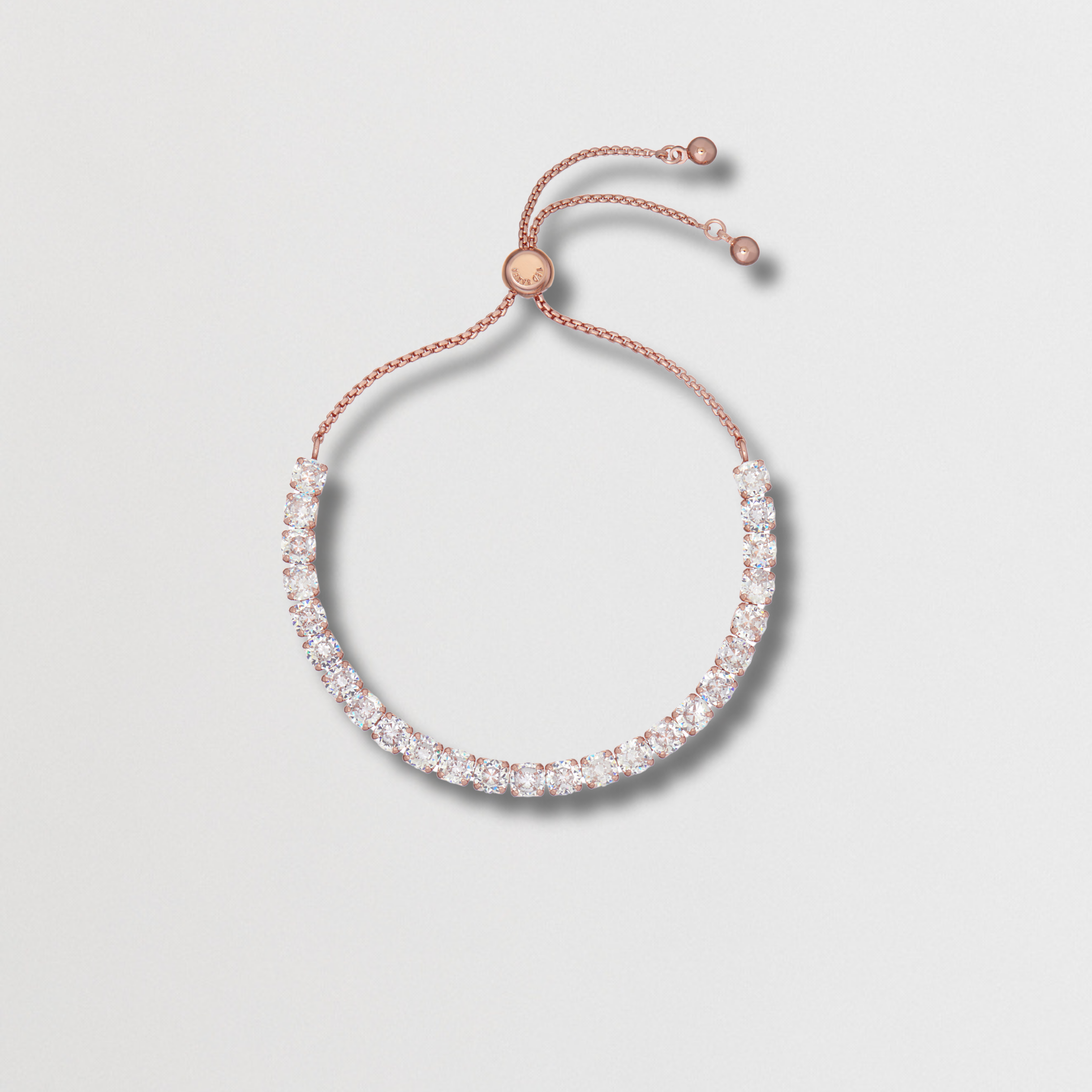 MELRAH: Rosegold Crystal Adjustable Tennis Bracelet