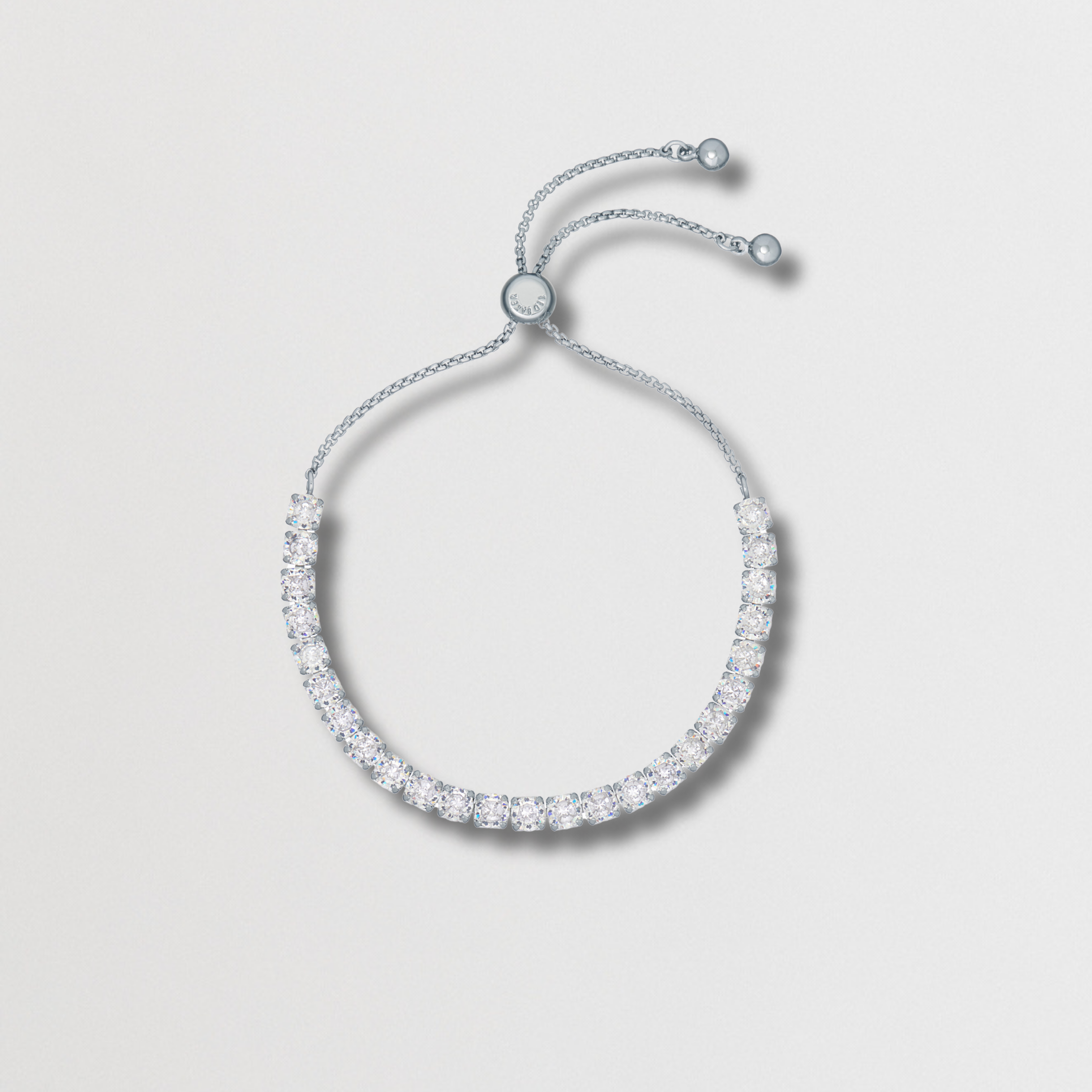 MELRAH: Silver Crystal Adjustable Tennis Bracelet