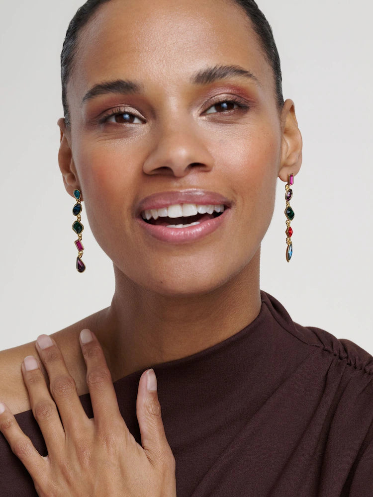 JULIANNA: Jewel Chain Crystal Drop Earrings