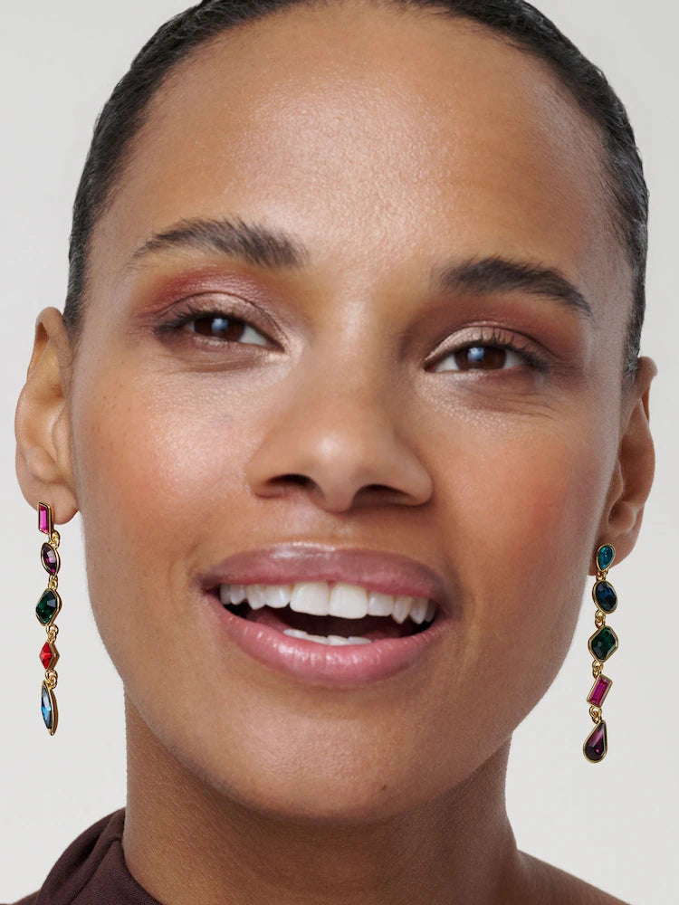 JULIANNA: Jewel Chain Crystal Drop Earrings