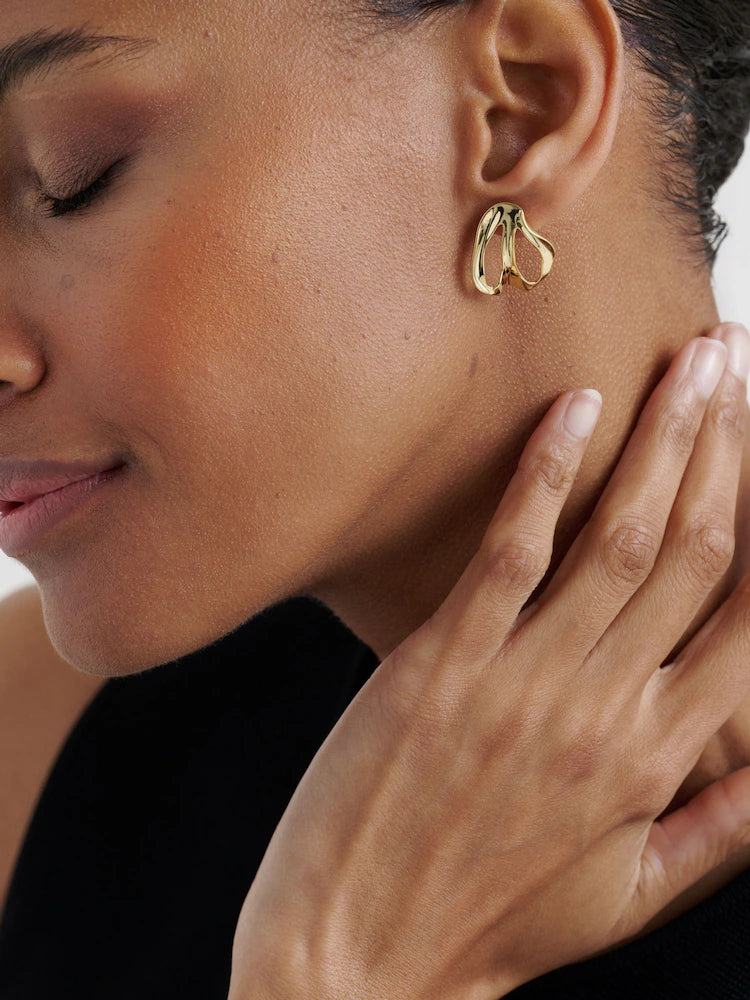 LEAH: Abstract Leaf Stud Earrings