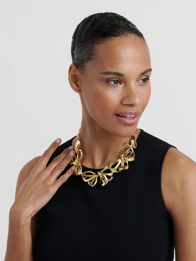 LEONA: Abstract Leaf Statement Necklace