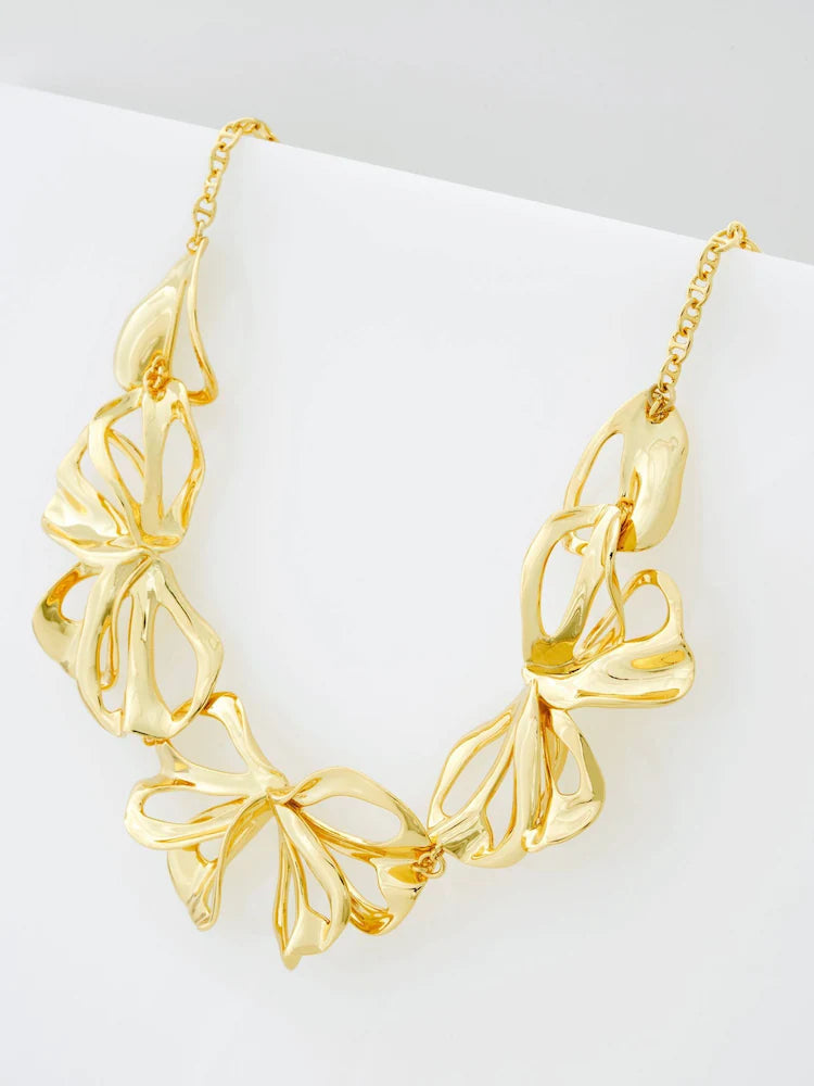 LEONA: Abstract Leaf Statement Necklace
