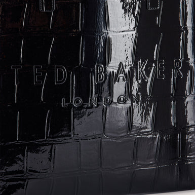 Women's Croccon-Croc Effect Large Icon Bag Jet-Black