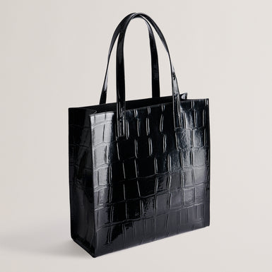 Women's Croccon-Croc Effect Large Icon Bag Jet-Black