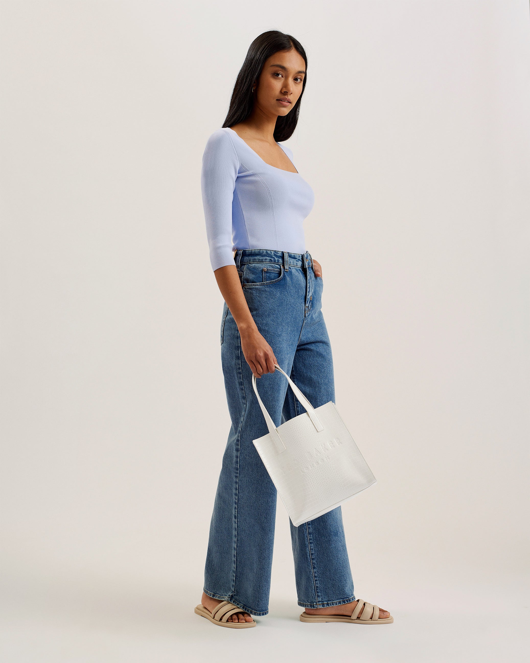 Women's Reptcon-Croc Effect Small Icon Bag Nude