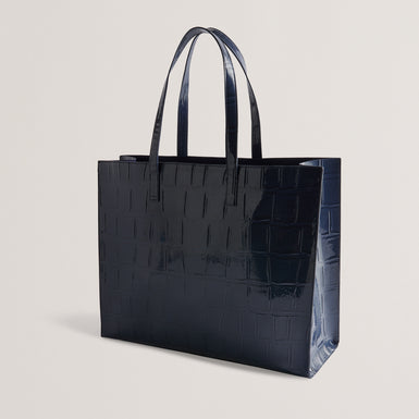 Women's Allicon-Croc Effect Extra Large Icon Bag Dk-Blue