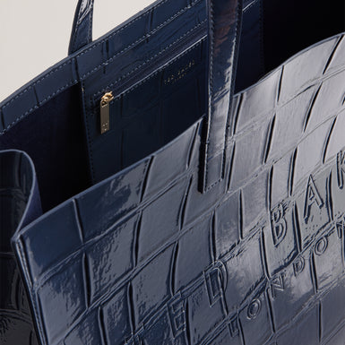 Women's Allicon-Croc Effect Extra Large Icon Bag Dk-Blue