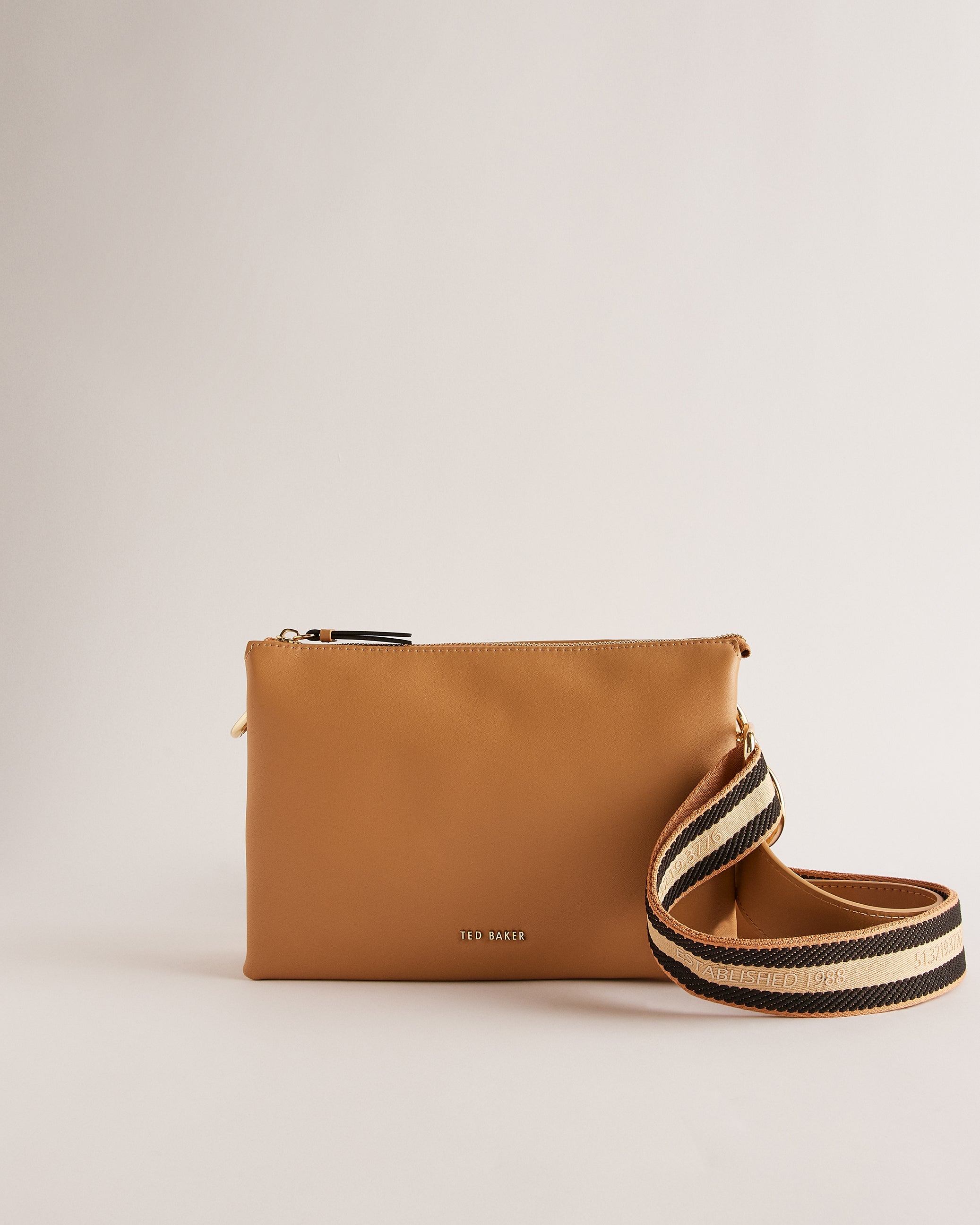 Women's Darceyy-Branded Webbing Leather Crossbody Taupe