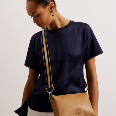 Women's Darceyy-Branded Webbing Leather Crossbody Taupe