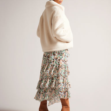 Women's Liliam-Short Faux Fur Coat Rounded Collar Ivory