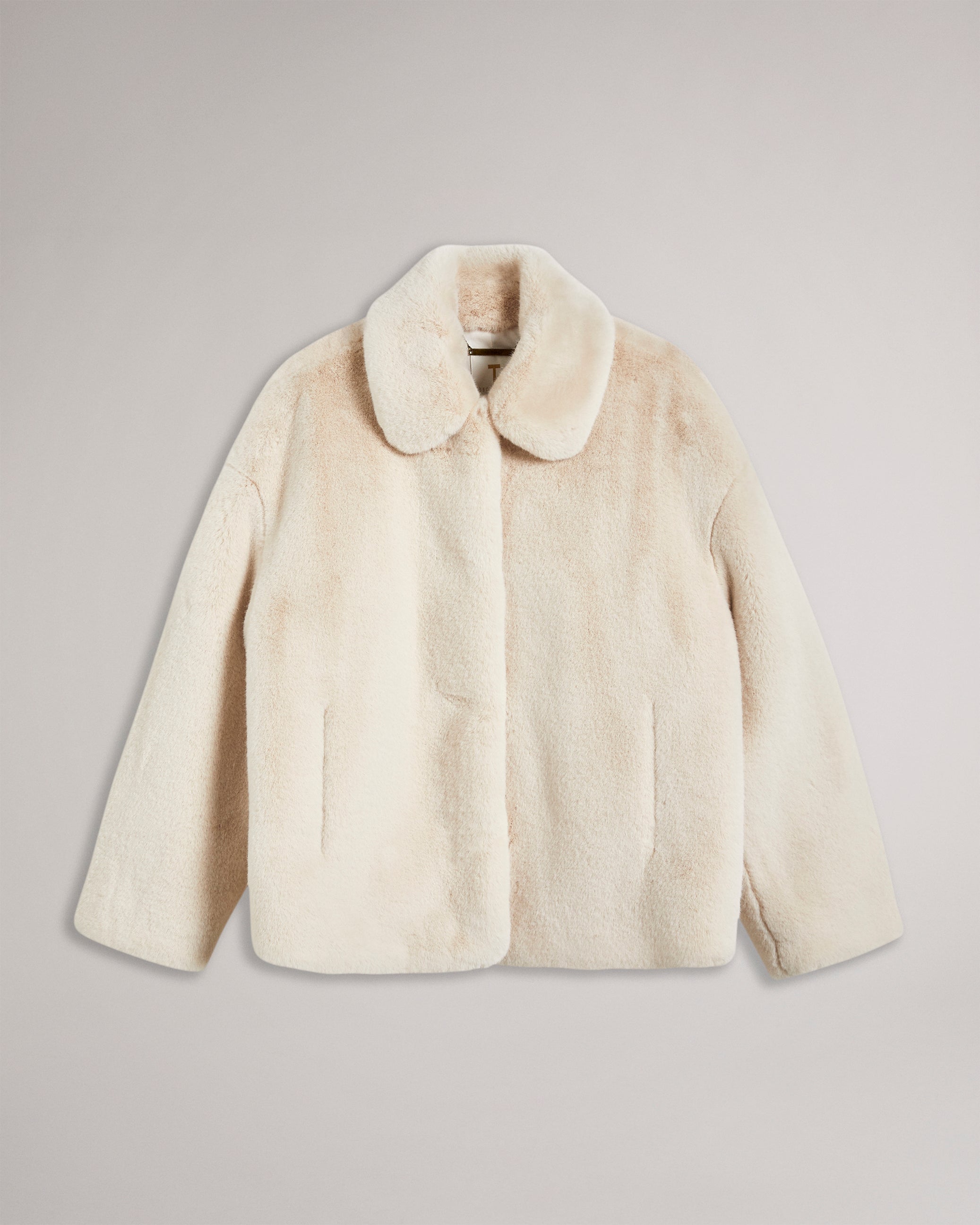 Women's Liliam-Short Faux Fur Coat Rounded Collar Ivory