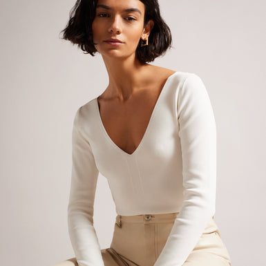 Women's CILESTE-V Neck Long Sleeve Knit Top