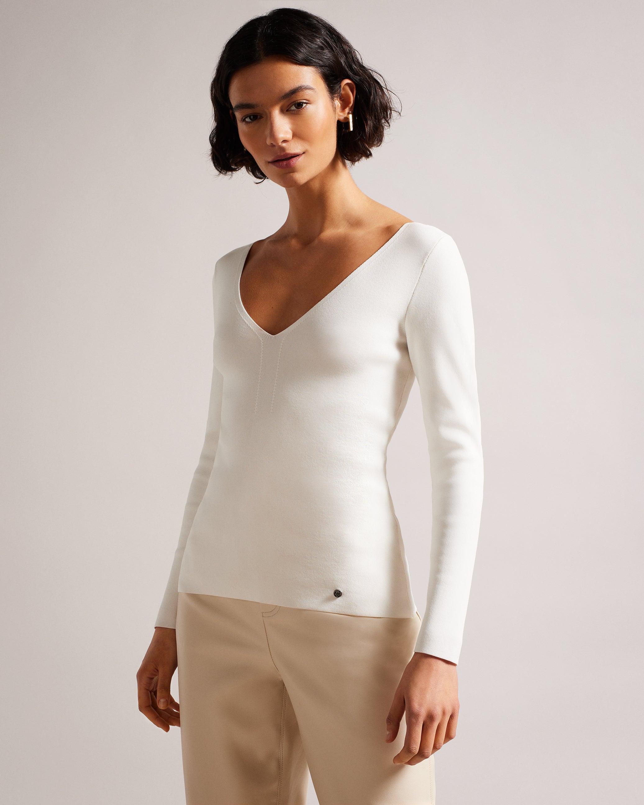 Women's CILESTE-V Neck Long Sleeve Knit Top