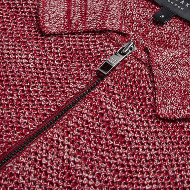 Men's Blossam-Ss Regular Textured Zip Polo Red