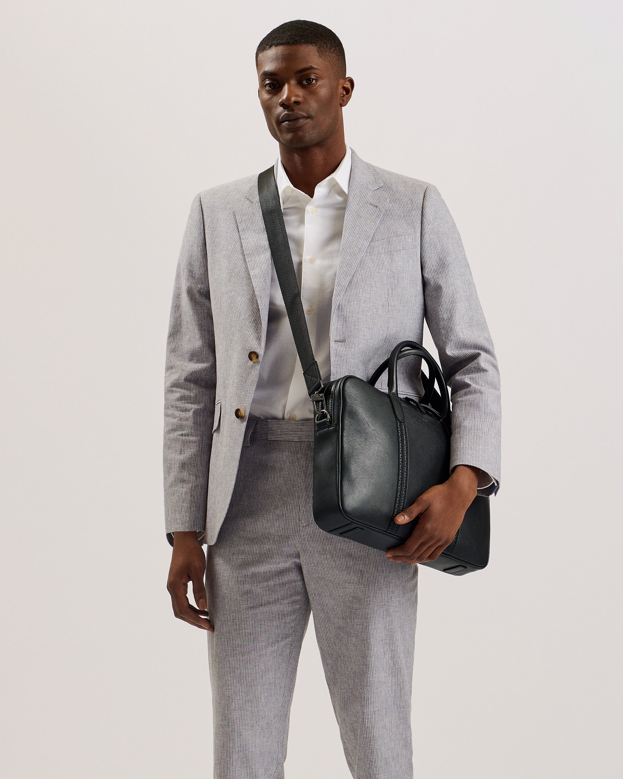 Men's Conley-Saffiano Leather Document Bag Black