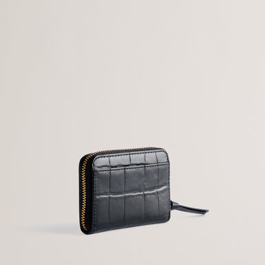 Women's Wesmin-Padlock Detail Small Leather Purse Jet-Black