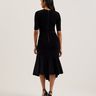 Women's Samalee-Knitted Flippy Skirt Midi Dress Black