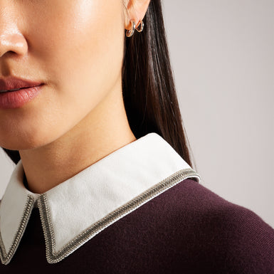 Women's Penniii-Mockable Sweater With Shirt Collar Dk-Brown