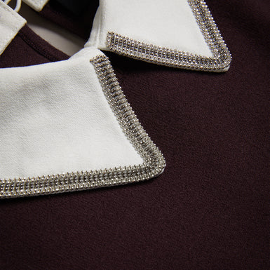 Women's Penniii-Mockable Sweater With Shirt Collar Dk-Brown