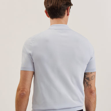 Men's Daldin-Ss Rayon Zip Polo Pl-Blue