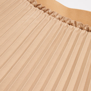 Women's Liydah-Faux Leather Pleated Skirt Camel