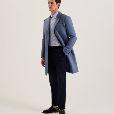 Men's Rueby-Wool Blend City Coat Mid-Blue