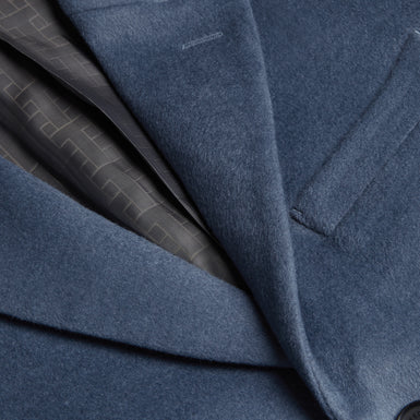 Men's Rueby-Wool Blend City Coat Mid-Blue