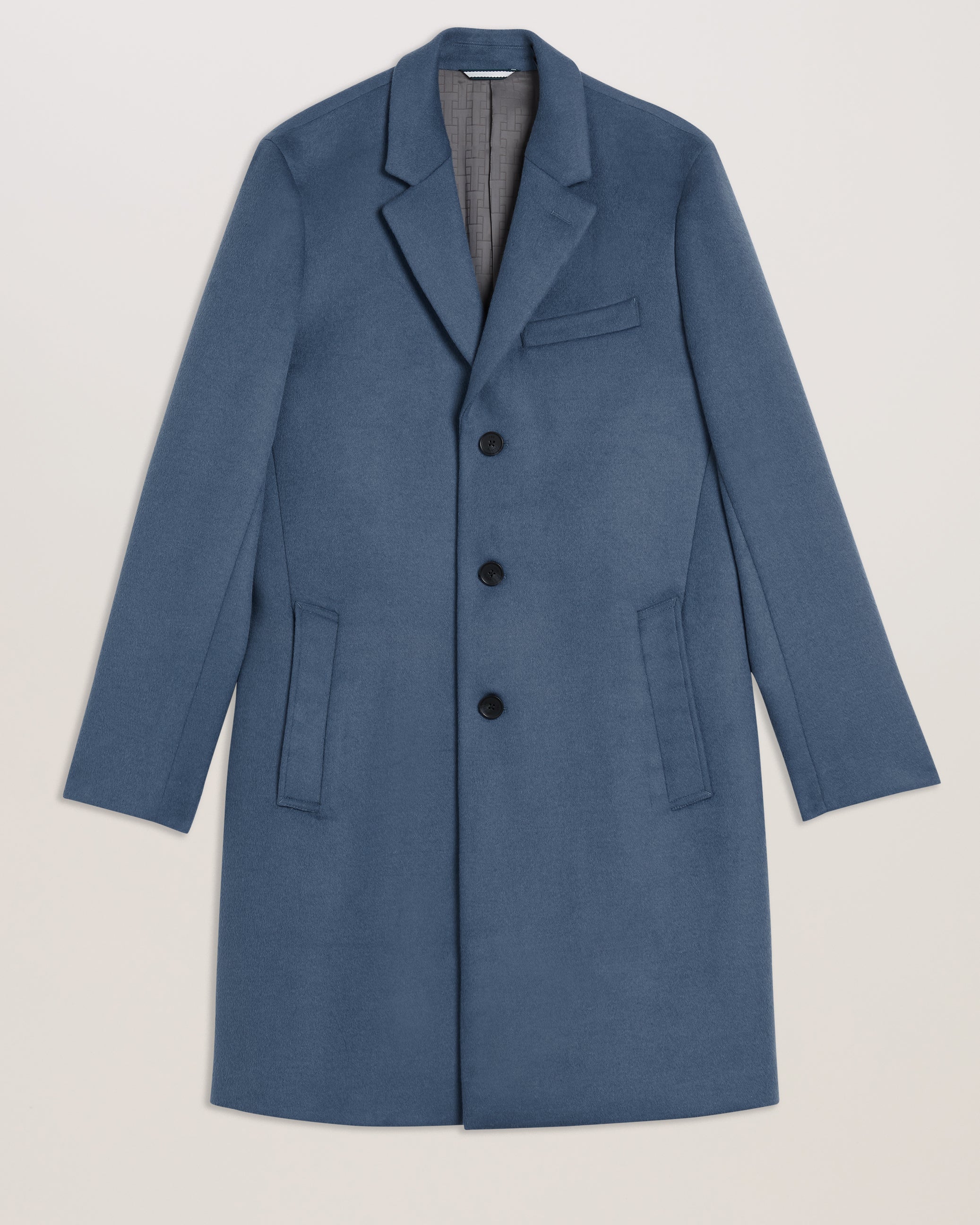 Men's Rueby-Wool Blend City Coat Mid-Blue