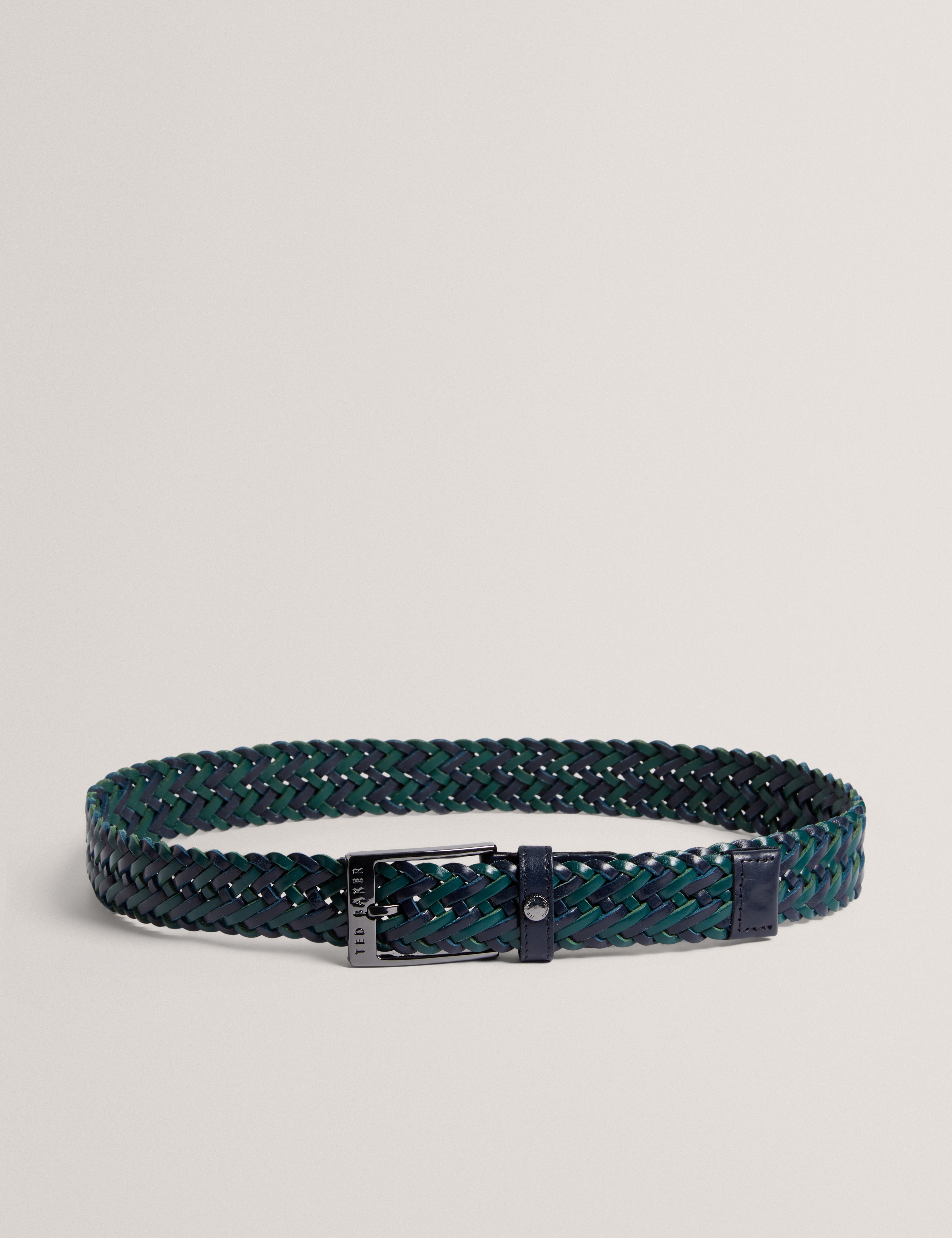 Men's BRAIDIE-Braided Leather Belt Navy