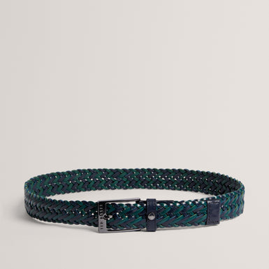 Men's BRAIDIE-Braided Leather Belt Navy