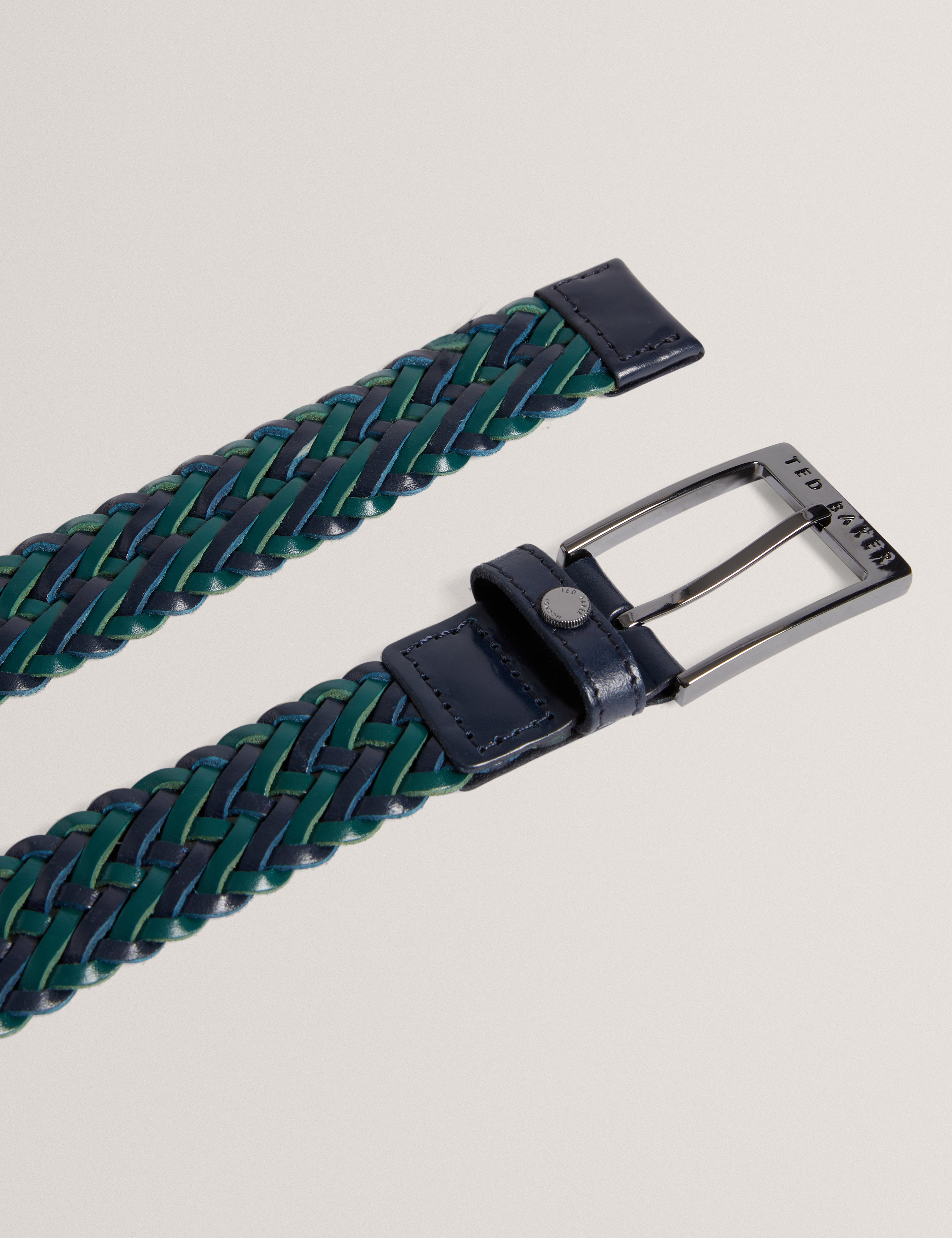 Men's BRAIDIE-Braided Leather Belt Navy