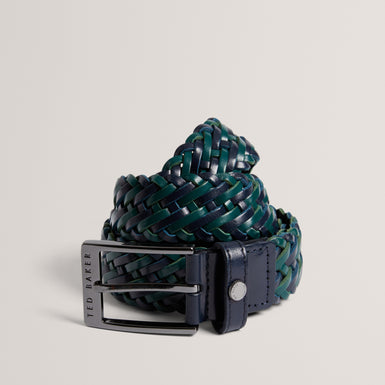 Men's BRAIDIE-Braided Leather Belt Navy