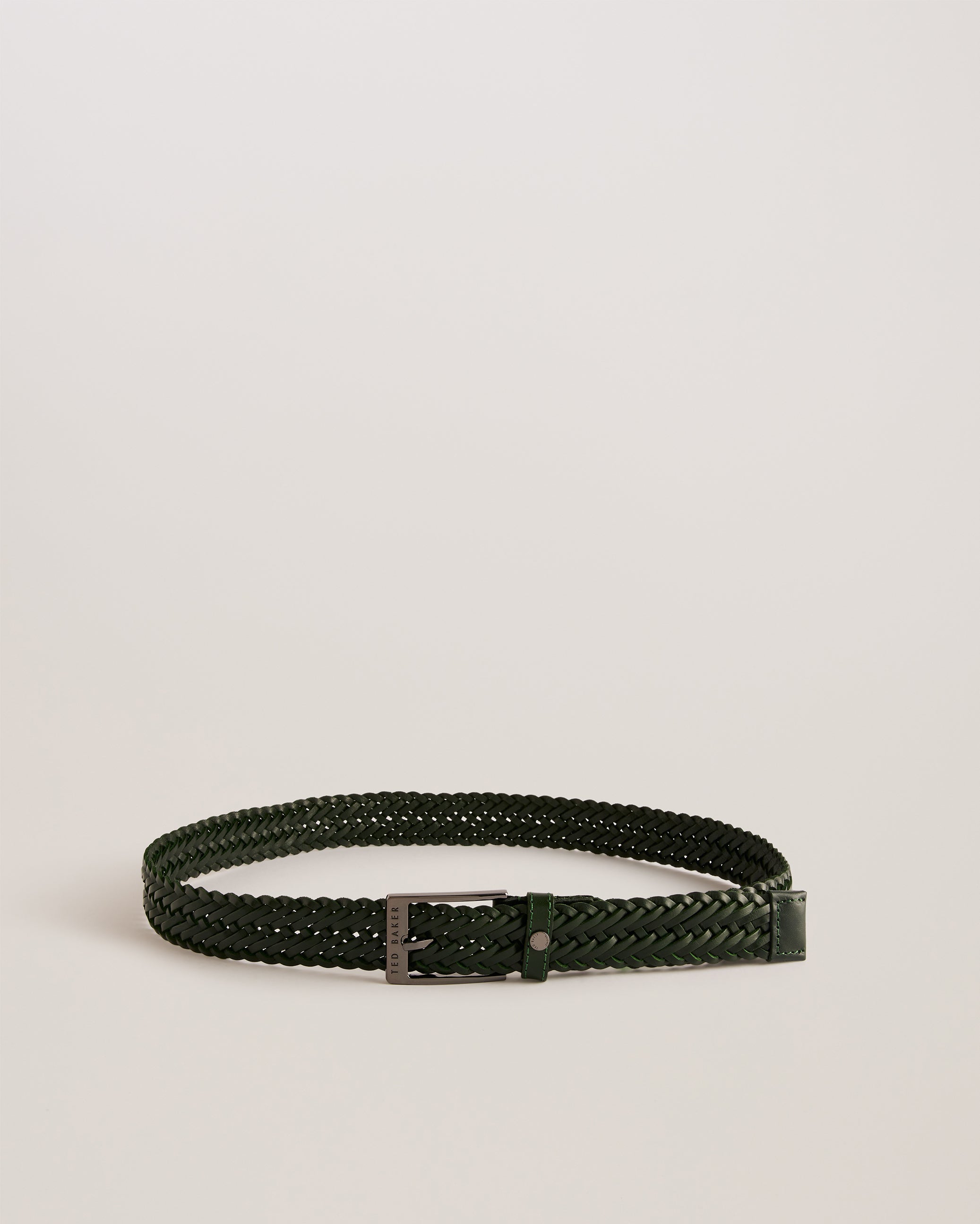 Men's Braidie-Braided Leather Belt Green