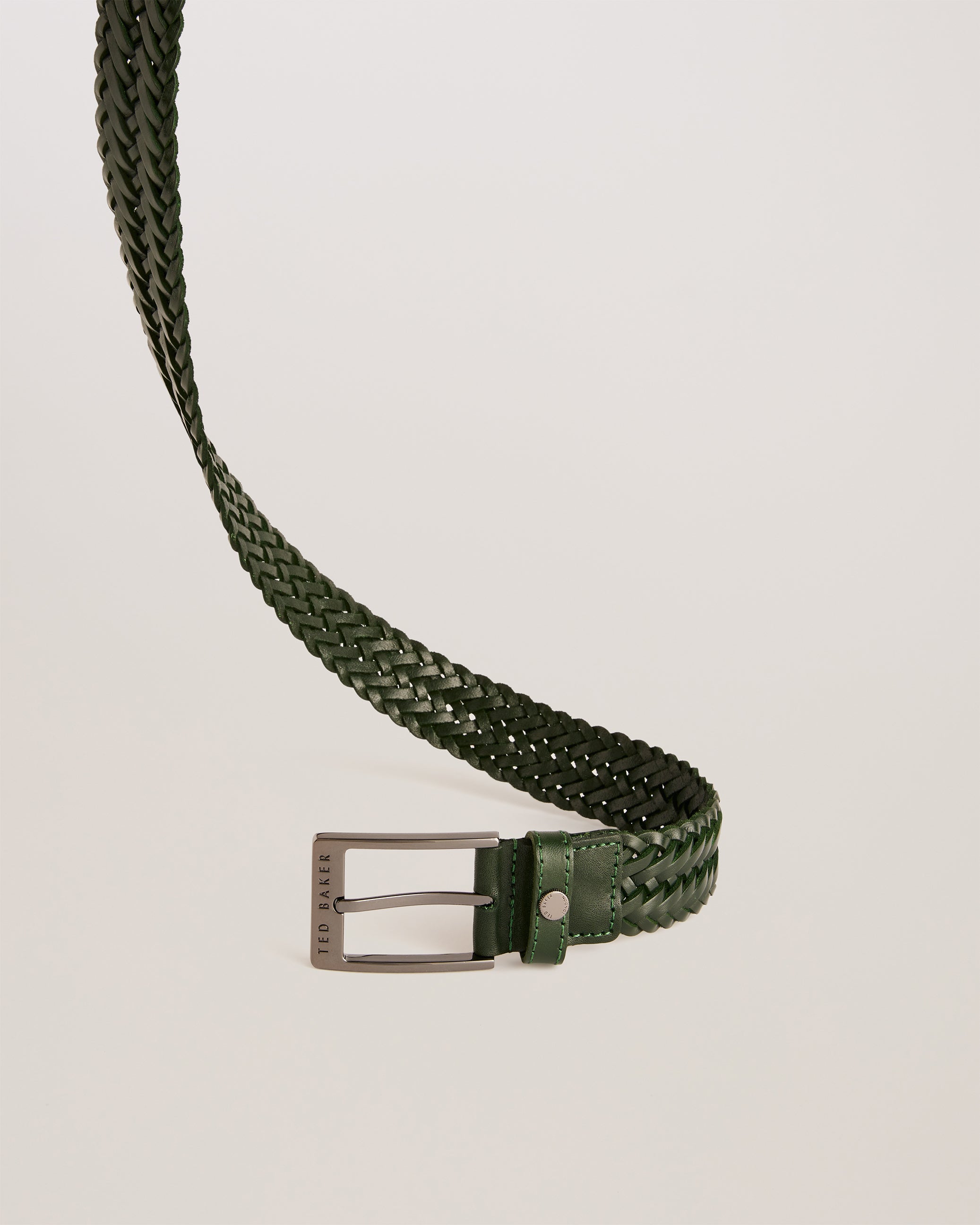 Men's Braidie-Braided Leather Belt Green
