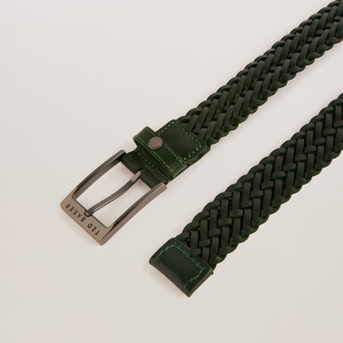 Men's Braidie-Braided Leather Belt Green