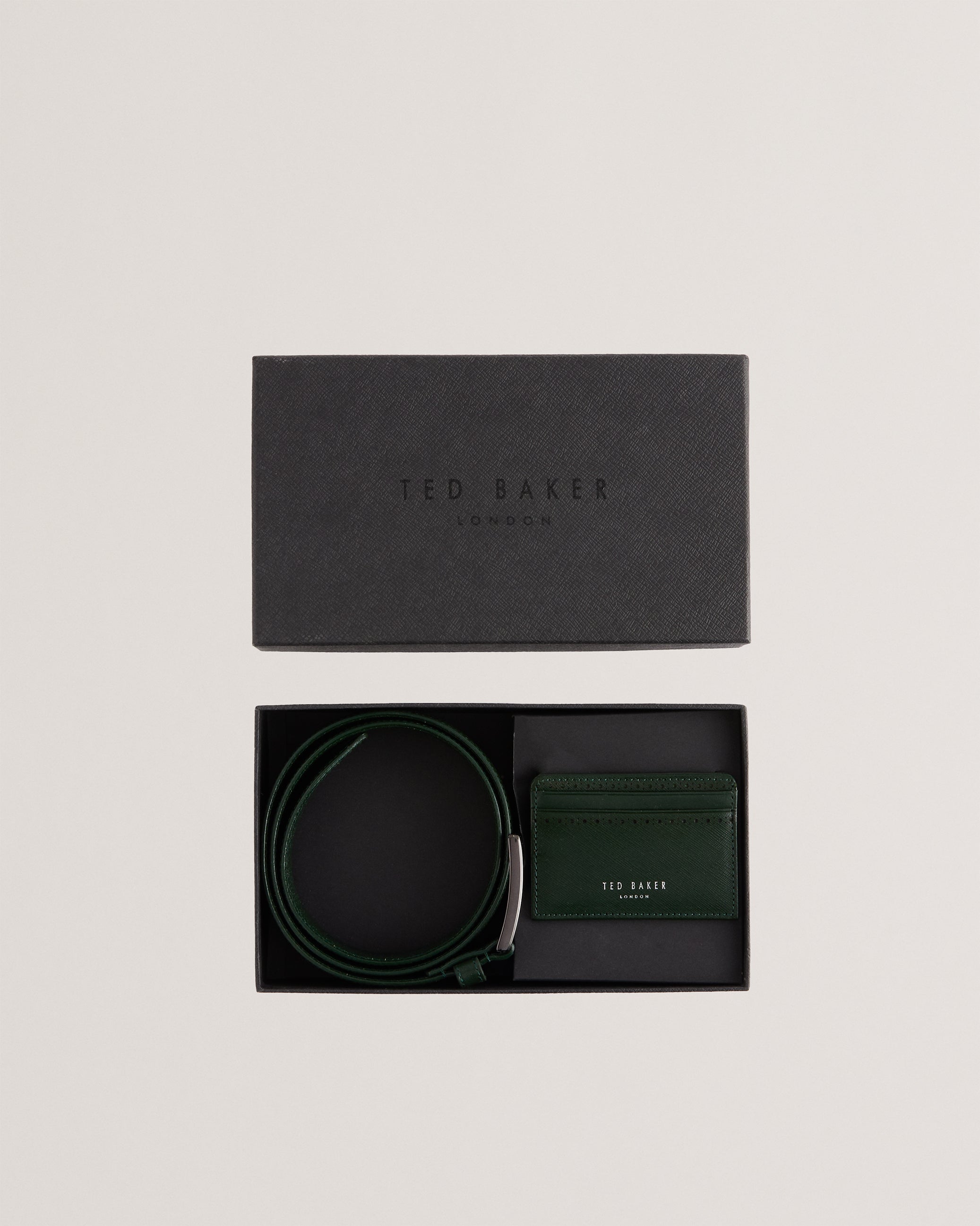 Men's Conway-Saffiano Leather Belt & Cardholder Green