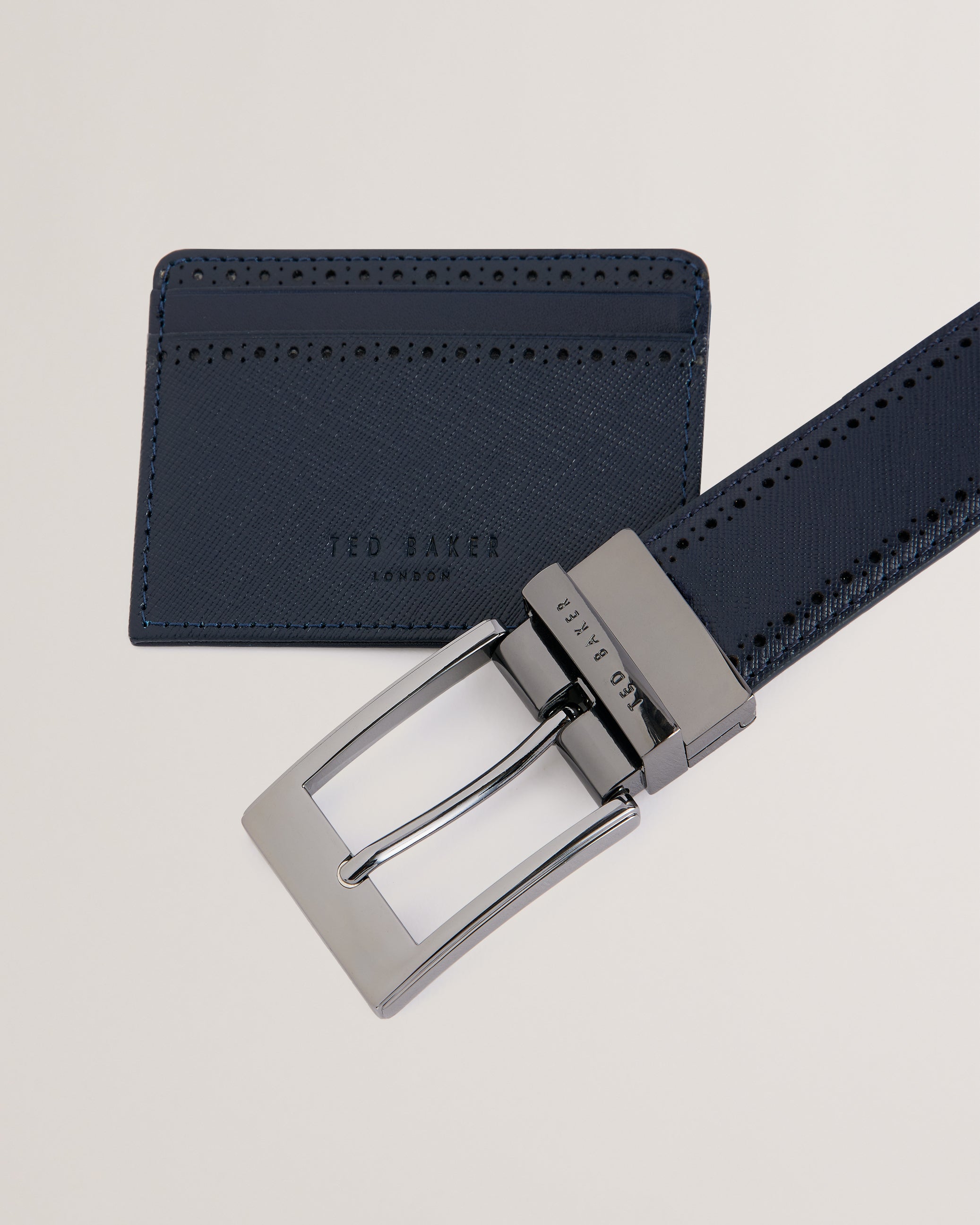 Men's Conway-Saffiano Leather Belt & Cardholder Navy