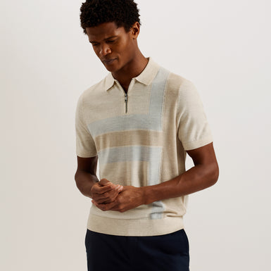 Men's Ambler-Ss T Colour Block Polo Taupe