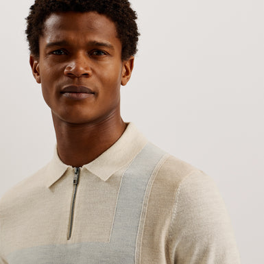 Men's Ambler-Ss T Colour Block Polo Taupe