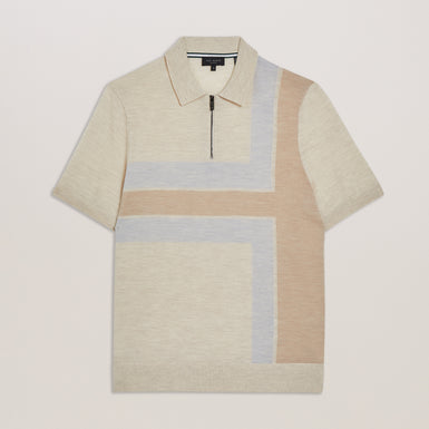 Men's Ambler-Ss T Colour Block Polo Taupe