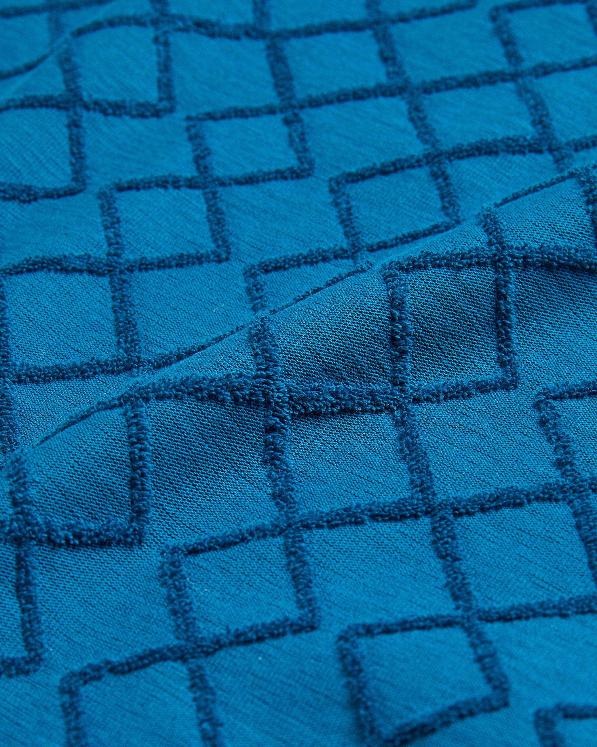 Men's Ansom-Ss Textured Towelling Zip Polo Teal-Blue