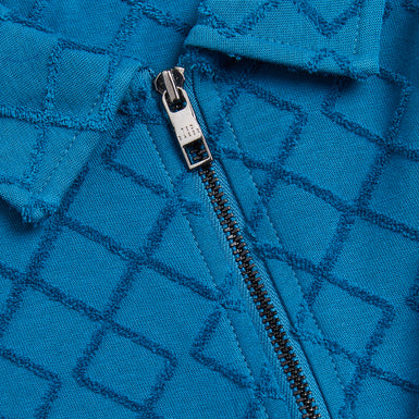 Men's Ansom-Ss Textured Towelling Zip Polo Teal-Blue