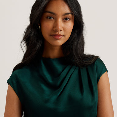 Women's Misrina-Draped Neck Woven Top Dk-Green
