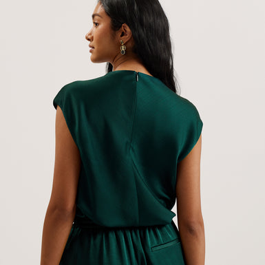 Women's Misrina-Draped Neck Woven Top Dk-Green