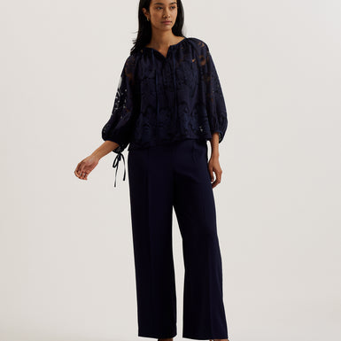 Women's Bacina-Lace Puff Sleeve Blouse Dk-Blue