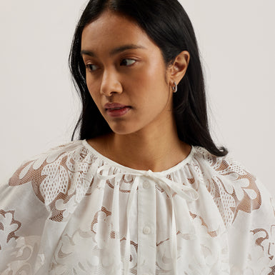 Women's Bacina-Lace Puff Sleeve Blouse White