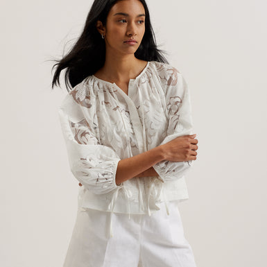 Women's Bacina-Lace Puff Sleeve Blouse White